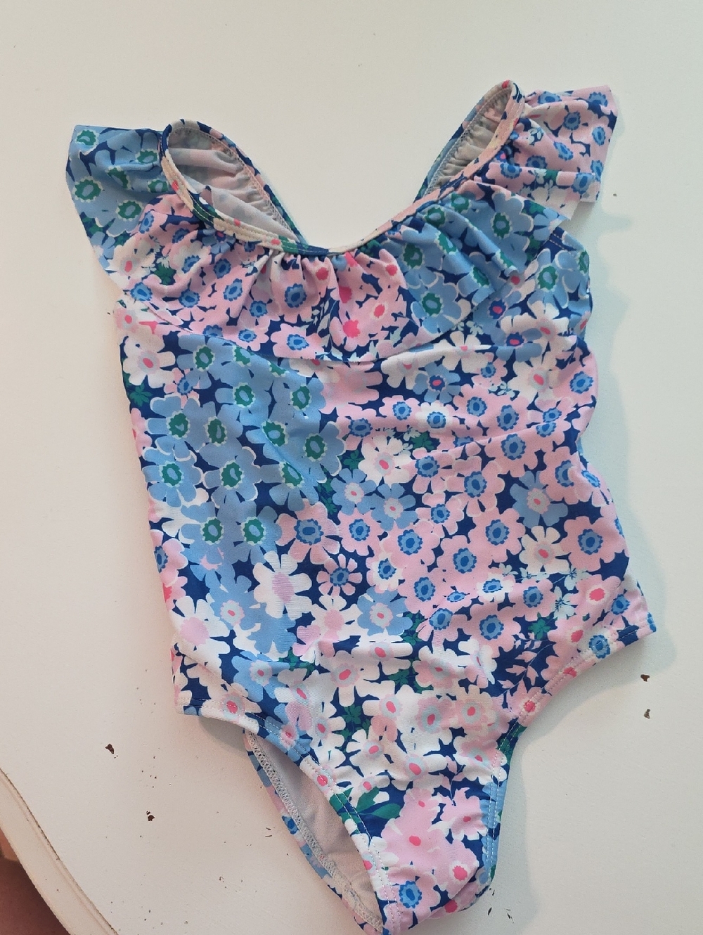Kids Floral One-Piece Swimsuit - Pink & Blue